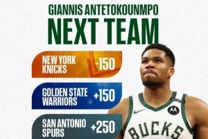 字母哥下家赔率！纽约第一 勇士马刺紧随其后